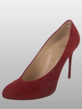 Christian Louboutin Burgundy Red Suede Pointed Stiletto Pump